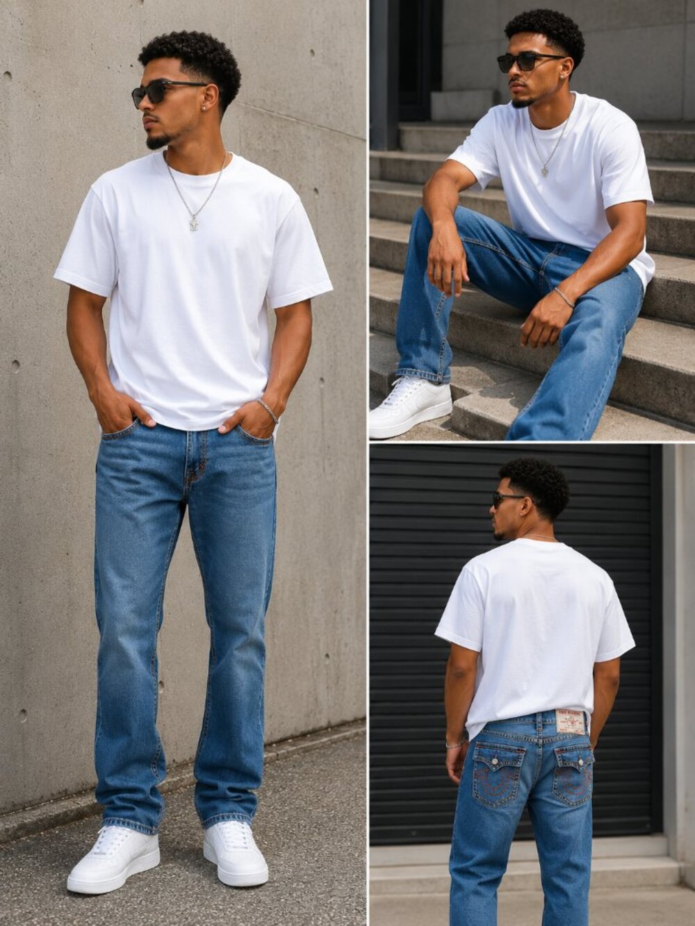 New Men's True Religion Rick Riot Flap Straight Blue Jeans - 34x34